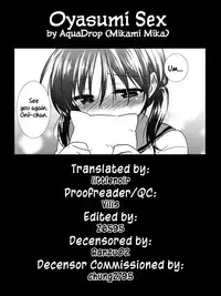 (COMITIA108) [AquaDrop (Mikami Mika)] Oyasumi Sex [English] {Hennojin} [Decensored]